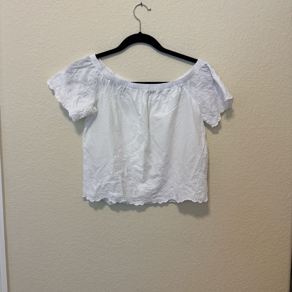 Abercrombie Elegant White Off-Shoulder Top